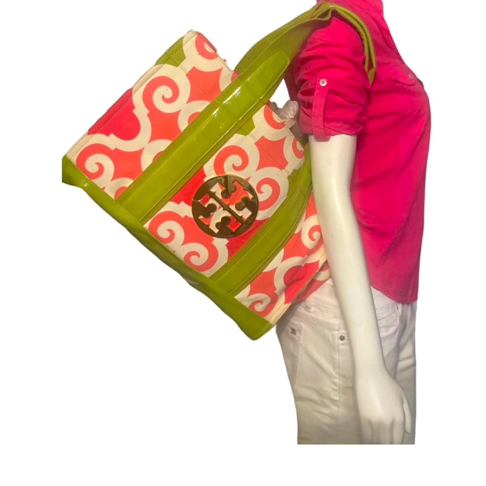 Tory Burch tote pink and green
